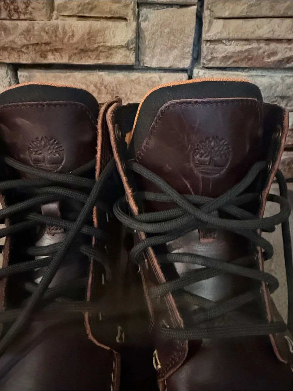 Timberland Mens Brown and Tan Leather Moc Toe Work Boots